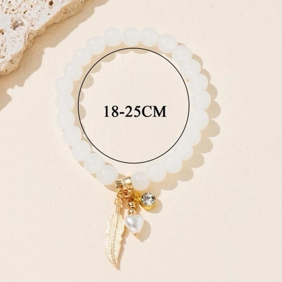 Feather Charm Beaded Bracelet Stretch - Picture 4 of 6